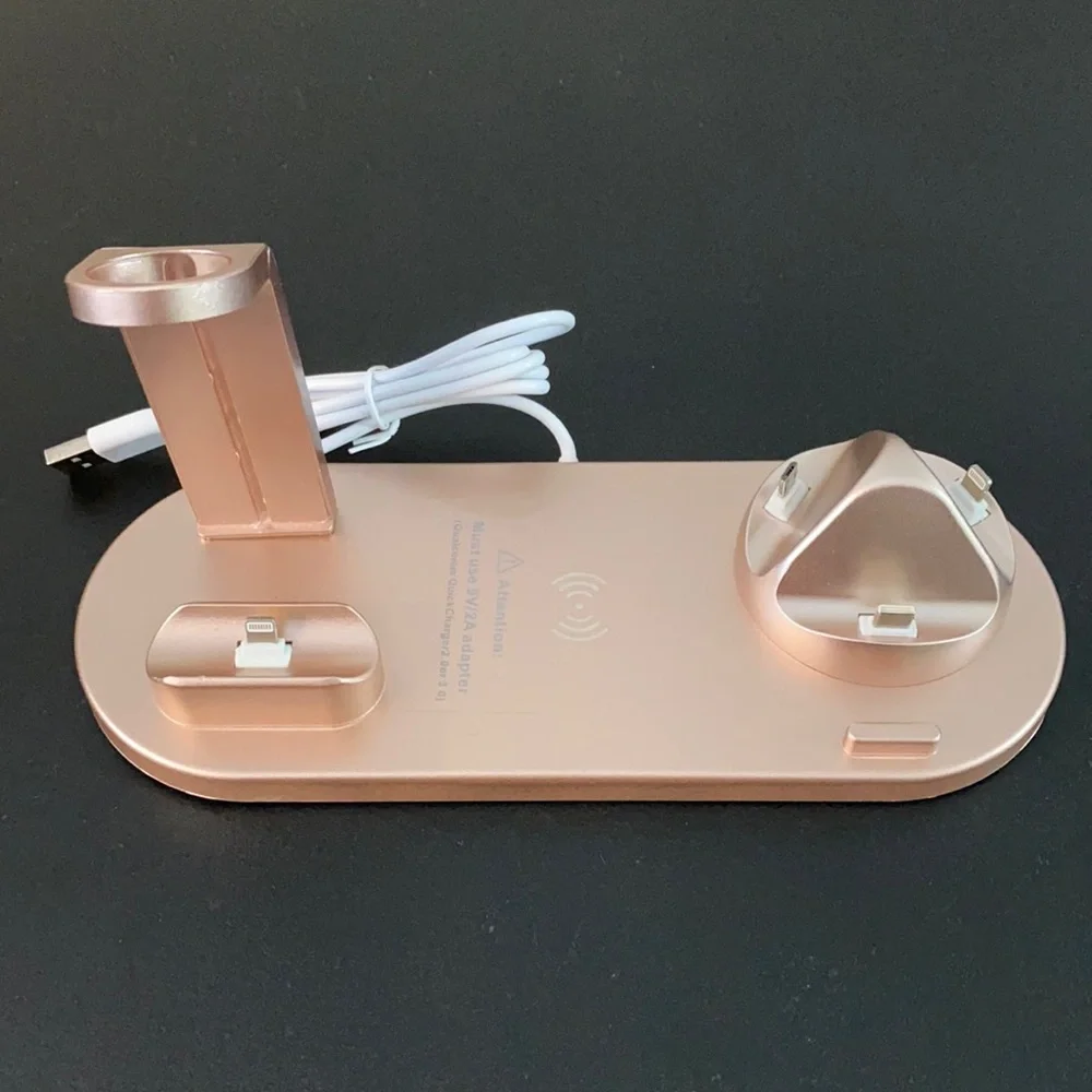 Rose 3-in-1 Wireless Charging Station w/USB Cable—Samsung or Apple